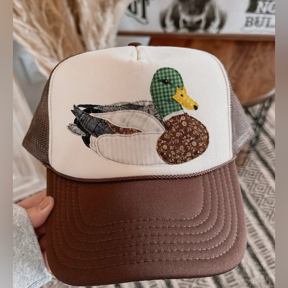 Brown and White mallard duck hat